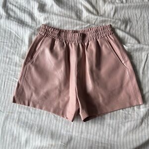 Amanda Uprichard Pink Vegan Leather Shorts